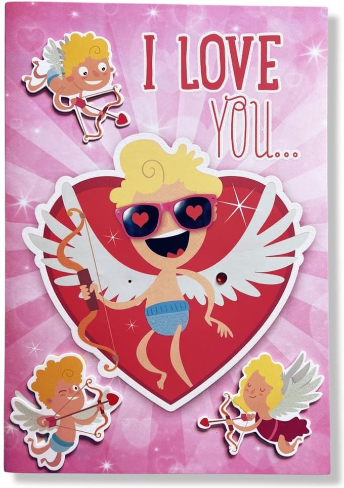 XXL Luxe 3D Valentijnskaart cupido - 18.5x26.5cm - Inclusief gekleurde envelop