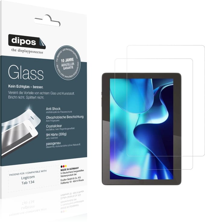 dipos – 2x Pantserfolie geschikt voor Logicom Tab 134 | 9H Screenprotector