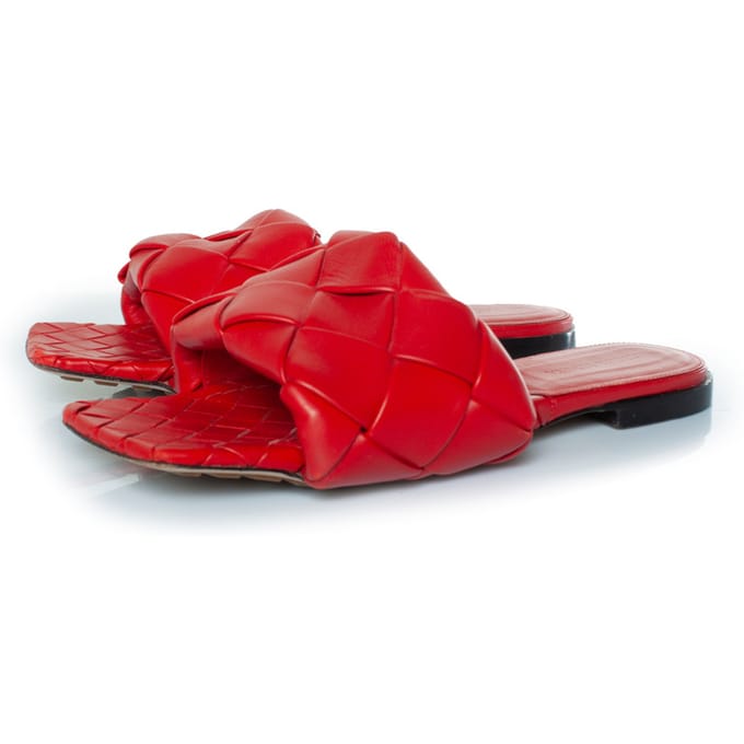 Bottega Veneta Rode leren Lido sandalen