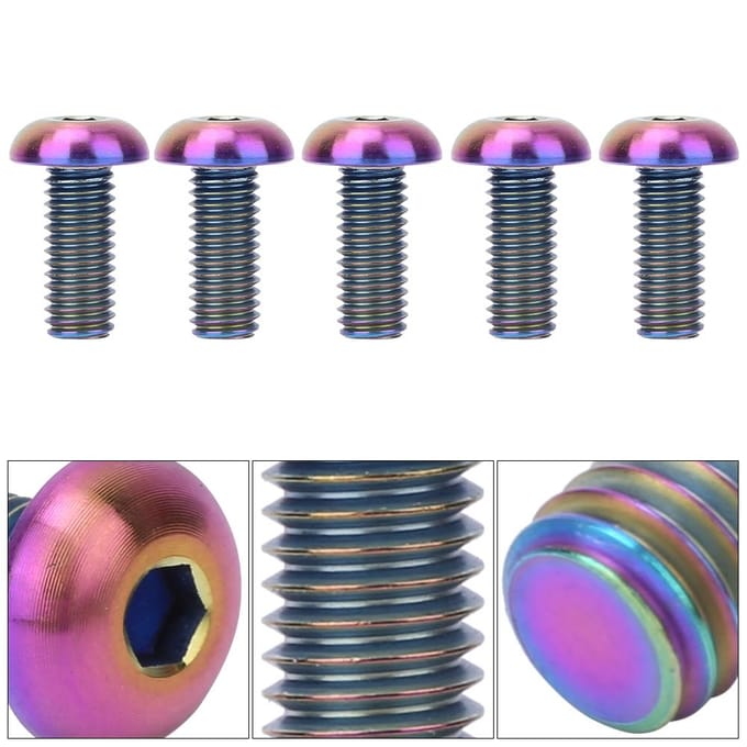 5 stuks / Pak Titaniumlegering M5*12 Fiets Bidonhouderbouten M5*10 Schijfremschroeven(M5*12 gray