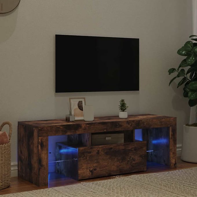 vidaXL - Tv-meubel - met - LED-verlichting - 120x35x40 - cm - gerookt - eikenkleurig