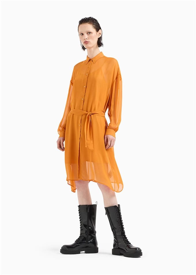 Armani Exchange 6dya09_yn1vz Lang Mouw Jurk Oranje S Vrouw