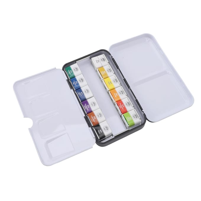 Aquarelverfset Draagbare IJzeren Doos Solide Professionele Aquarelkit voor Kunstenaars Studenten 12 white