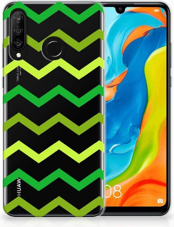 Huawei P30 Lite TPU bumper Zigzag Groen