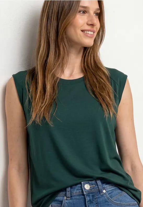 Shirt met afhangende schouders en elastische zoom