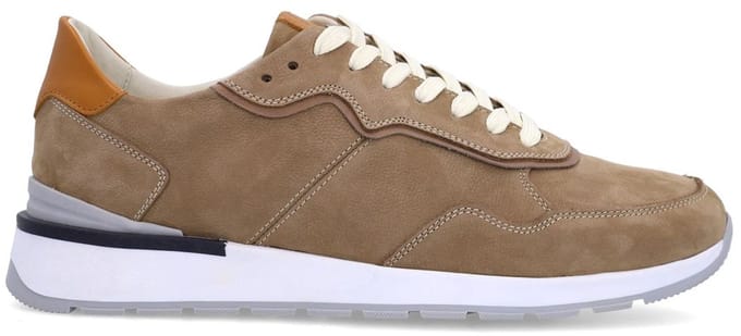 No Stress - Heren - Beige nubuck sneakers - Maat 40