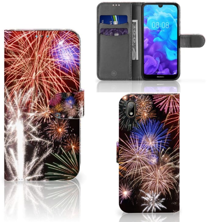 Huawei Y5 (2019) Wallet Case met Pasjes Vuurwerk