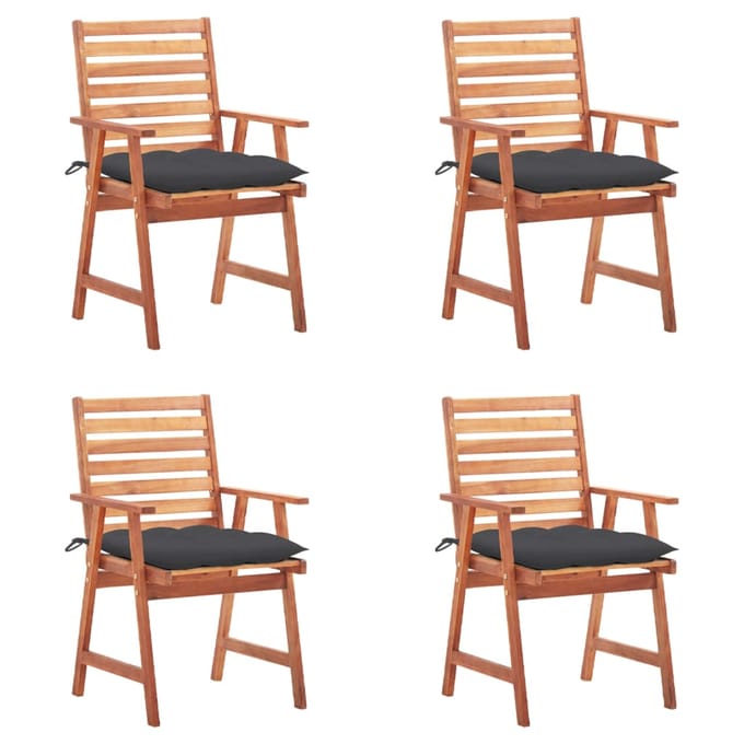 vidaXL - Tuinstoelen - 4 - st - met - kussens - massief - acaciahout
