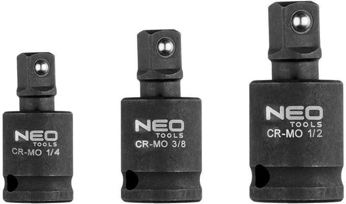NEO - Dopsleutelset - 3 Stuks - Staal - 1/4", 3/8", 1/2"