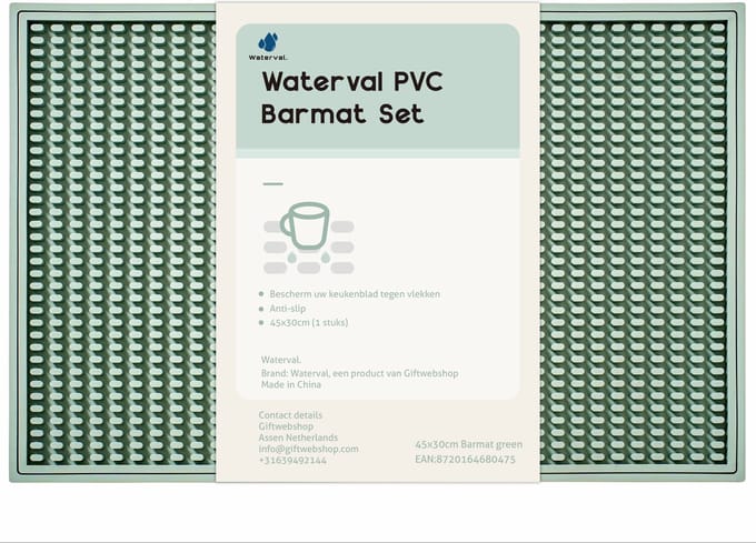 Waterval Barmat PVC Beschermer - Anti-Slip Afdruipmat - 45x30 cm – Groen