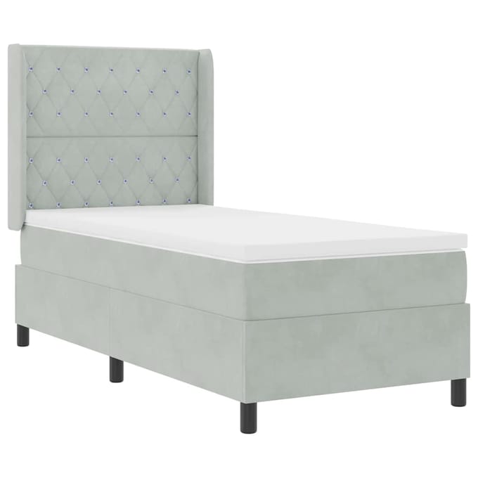 vidaXL - Boxspring - bed - met - matras - Lichtgrijs - 100 - x - 200 - cm - Fluweel