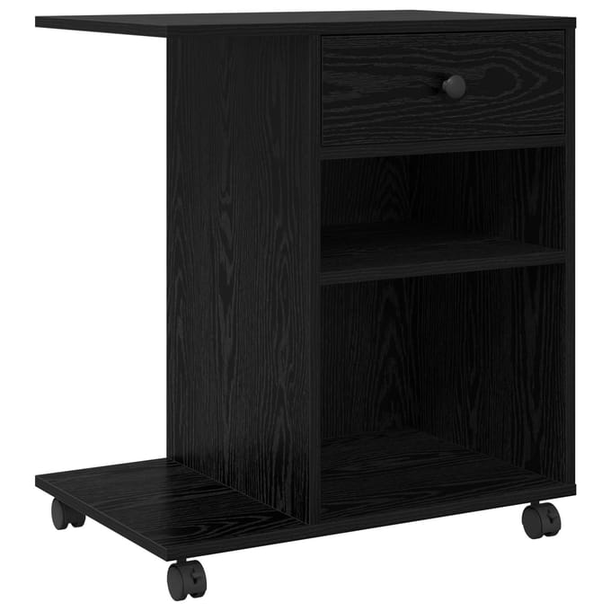 vidaXL - Printerstand - Zwart - eiken - 60 - x - 40 - x - 68,5 - cm - Bewerkt - hout