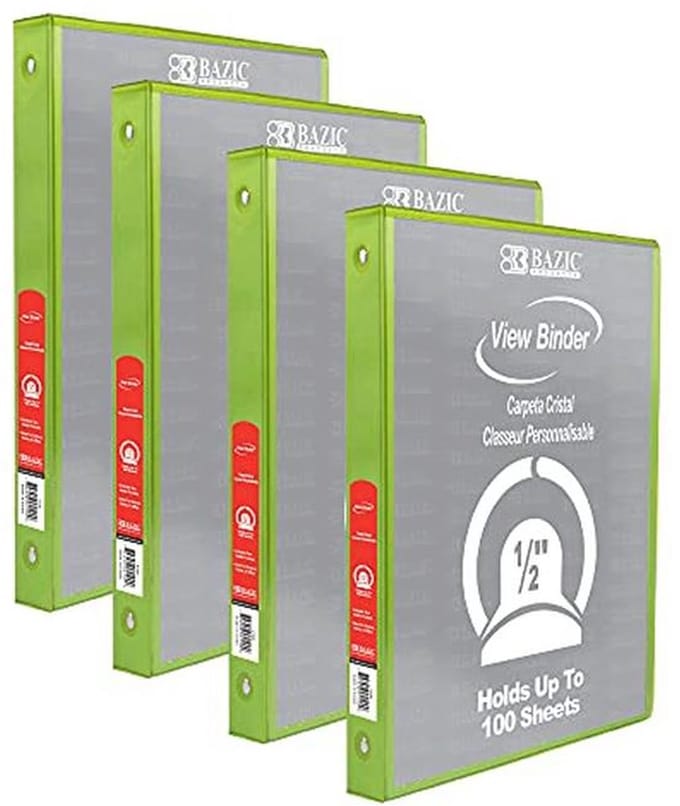 3-Ringband 1/2" - 100 Papier Mappen Organizer - Lime Groen - 4-Pack