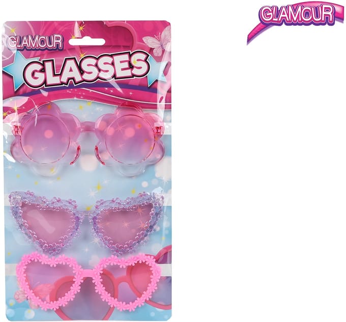 Glamour trendy meidenbrillen 3st roze/paars
