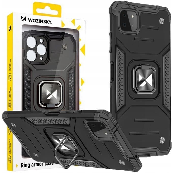 Wozinsky Ring Armor Armored Hybrid Case Cover + Magnetic Holder Samsung Galaxy A22 4G Black