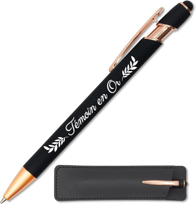 Gepersonaliseerde metalen pen met lasergravure en leren etui