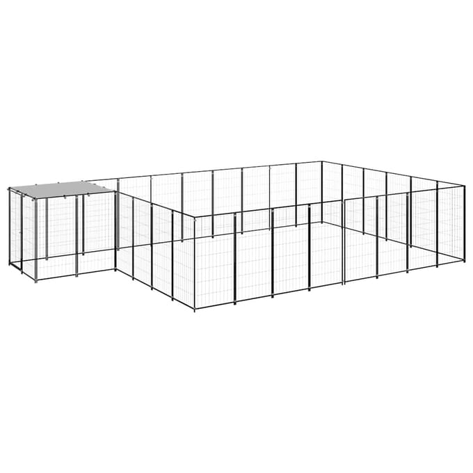 vidaXL - Hondenkennel - 15,73 - m² - staal - zwart