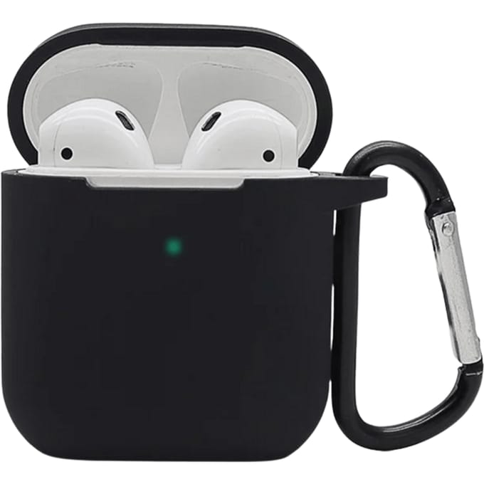 Mocaa AirPods 2 Siliconen Hoesje met Clip Zwart