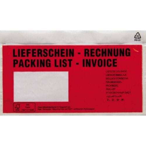 HEAD Documententas 161384300 DIN lang Rood Lieferschein-Rechnung, mehrsprachig Zelfklevend 250 stuk(s)