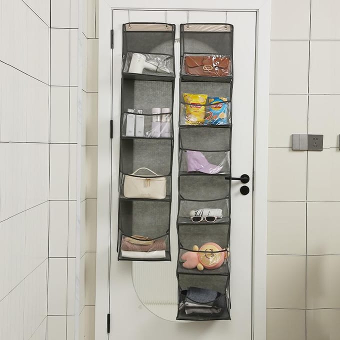 4 Vakken Transparante Deur Organizer met Meerdere Zakken wit