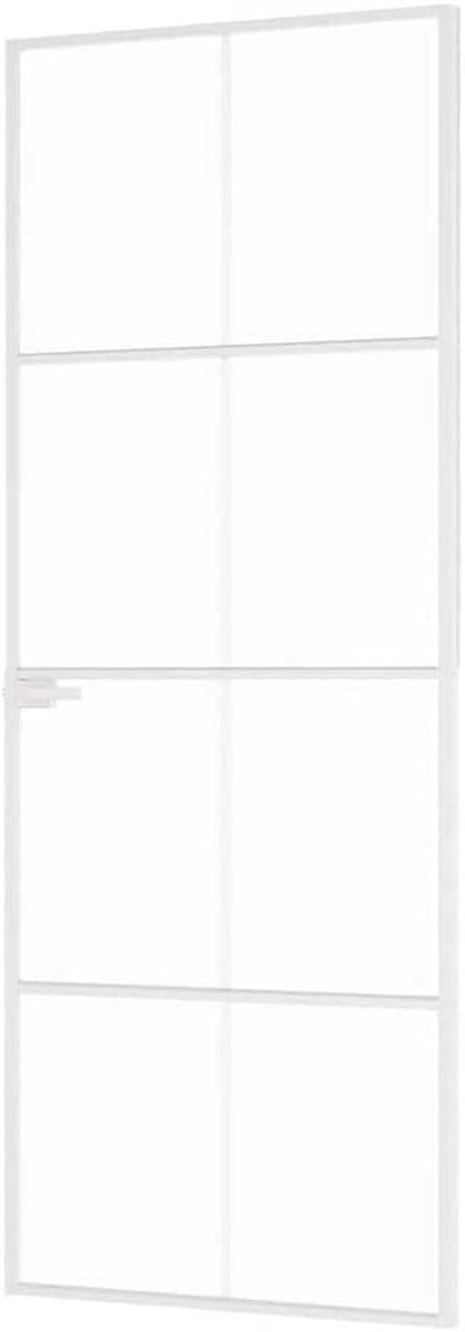 Binnendeur Glas - Kamerverdeler Deur - Ruimtes Scheiden - Smal Frame - 76x2015 cm - Wit