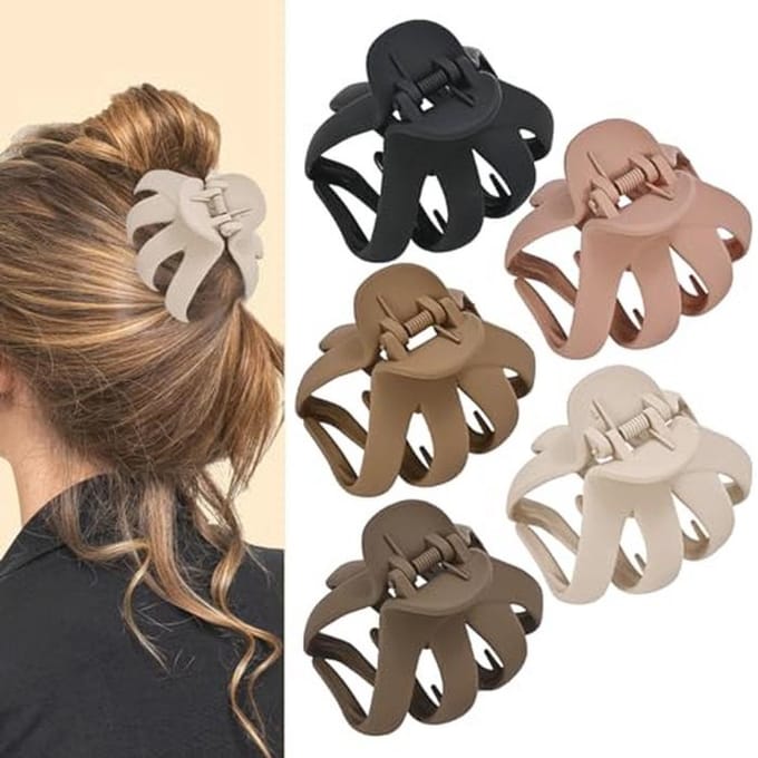 Antislip Haarklauwclips Set van 5 - Medium Haarklemmen voor Dik en Krullend Haar