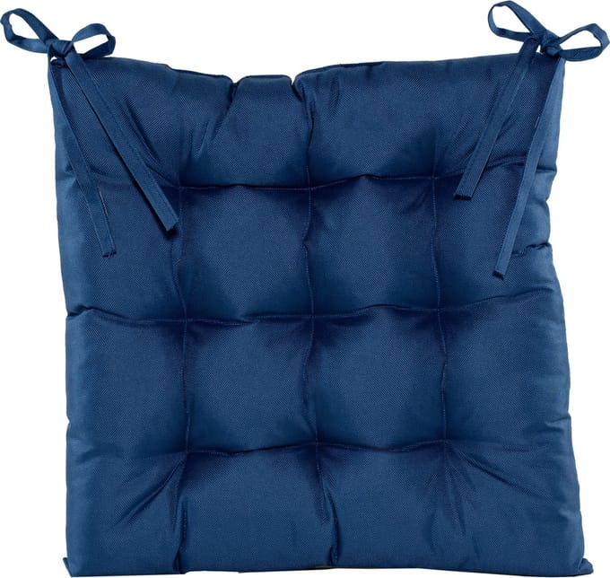 Anna's collection Stoelkussen gewatteerd - donker blauw - 38 x 38 cm - binnen/buiten