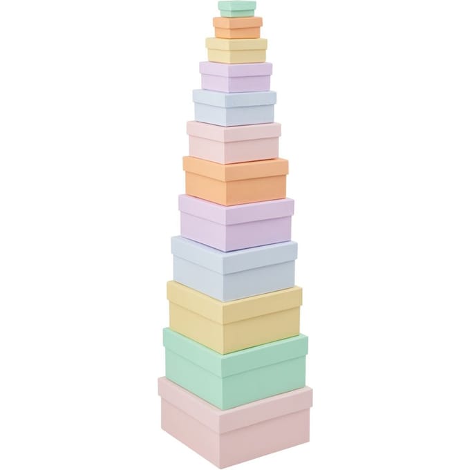 Kartonnen dozen "Vierkant", Pastelkleuren, Set van 12