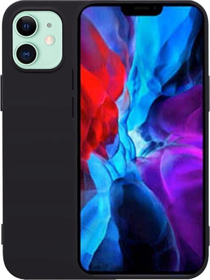 Geschikt voor iPhone 12 Hoesje - Zwart Silicone Case