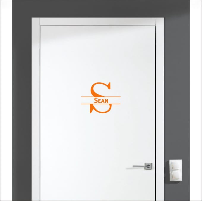 Deursticker Met Naam -  Sean - Oranje