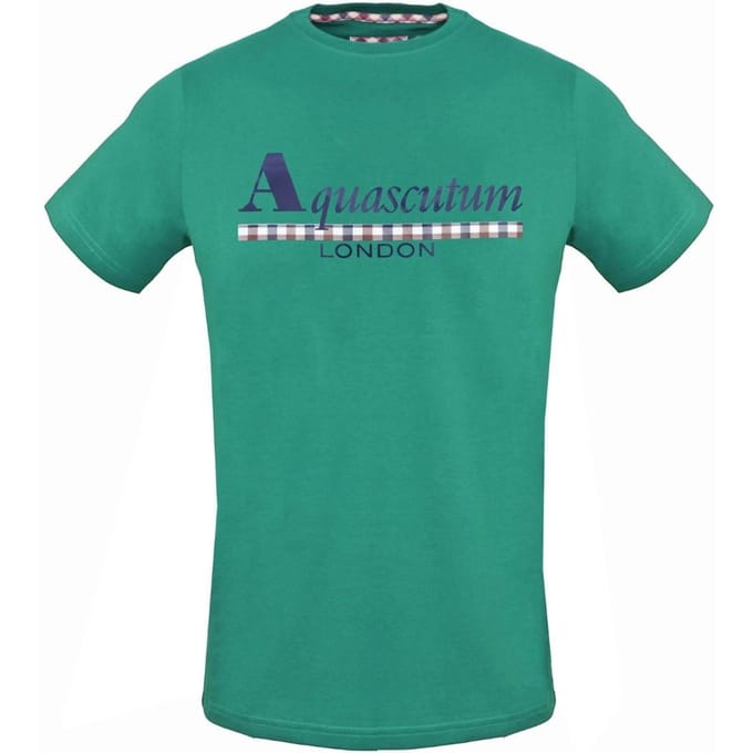 Aquascutum Check Strip Logo groen T-shirt
