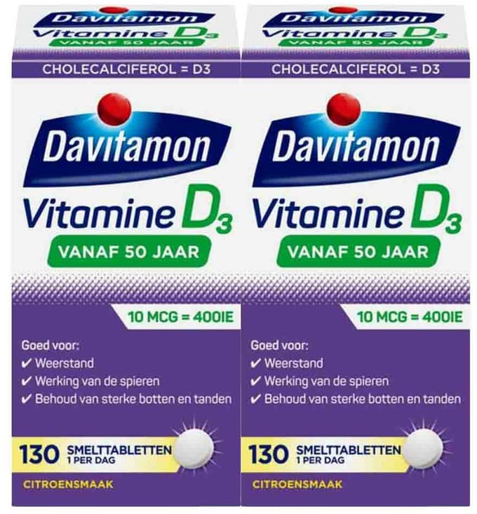 Davitamon - Vitamine D3 Vanaf 50 Jaar - 2 x 130 smelttabletten - Voordeelverpakking