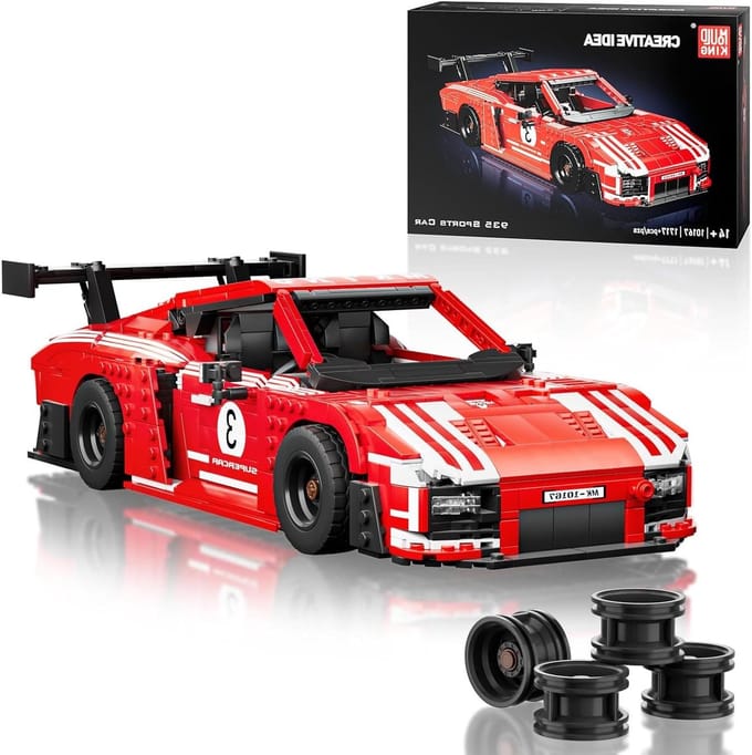 Bouwblokken Sportauto - Constructie Speelgoed - Creatief Bouwen - Ontwikkeling Vaardigheden - 33 x 22 x 12 cm - Multi