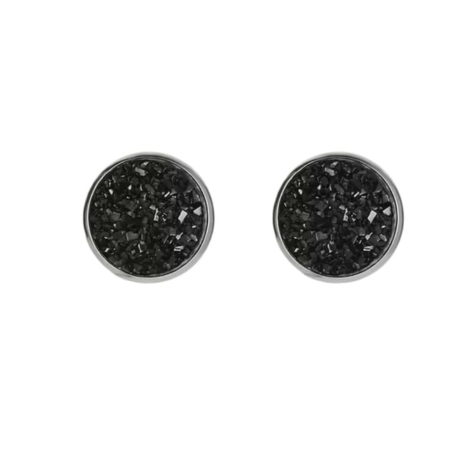Magneet oorbellen Lovata zwarte zilverrand 14 mm