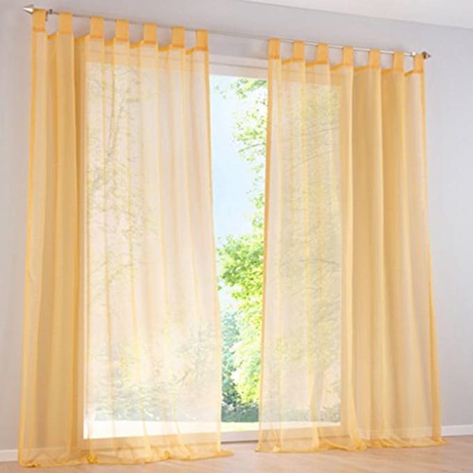 Transparante Lussen Gordijnen 2 Stuks Geel 140 cm x 145 cm