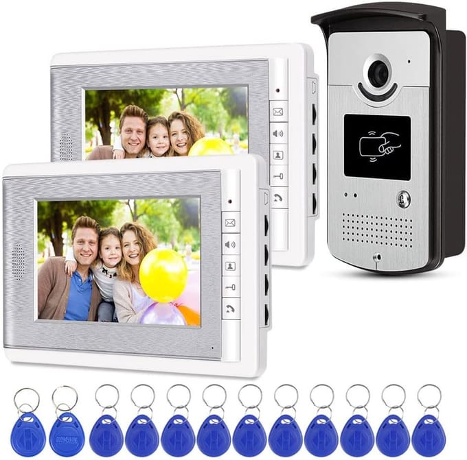 Video Deur Intercom - Beveiligingssysteem - Toegangscontrole - RFID Ontgrendeling - 7 Inch Scherm - Zilver