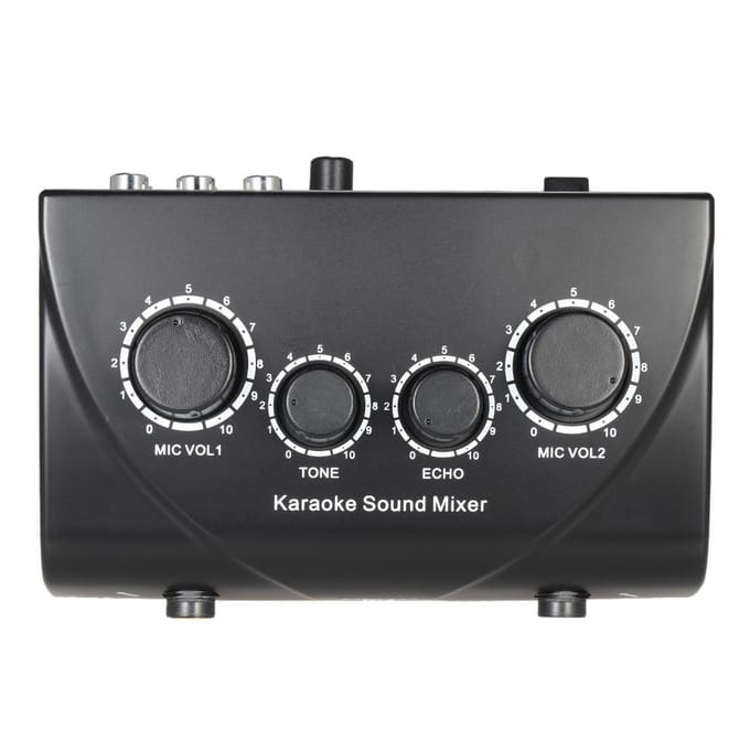 Mélangeur de son karaoké Double entrées micro avec câble EU EU Plug noir