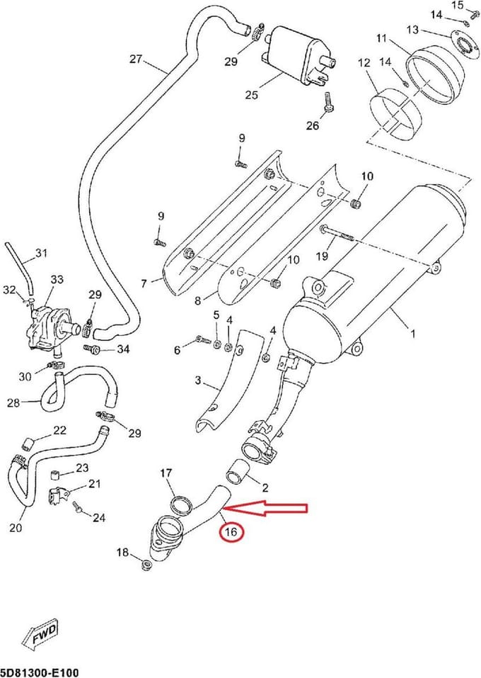 Coude Collecteur d'échappement pour scooter MBK 125 Skyliner 5D8-E4611-00 Neuf