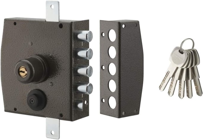 Insteekslot Deur - Driepuntslot - Toegangsdeur Beveiligen - Cilinder Vergrendeling - 5.5 x 15.4 x 14 cm