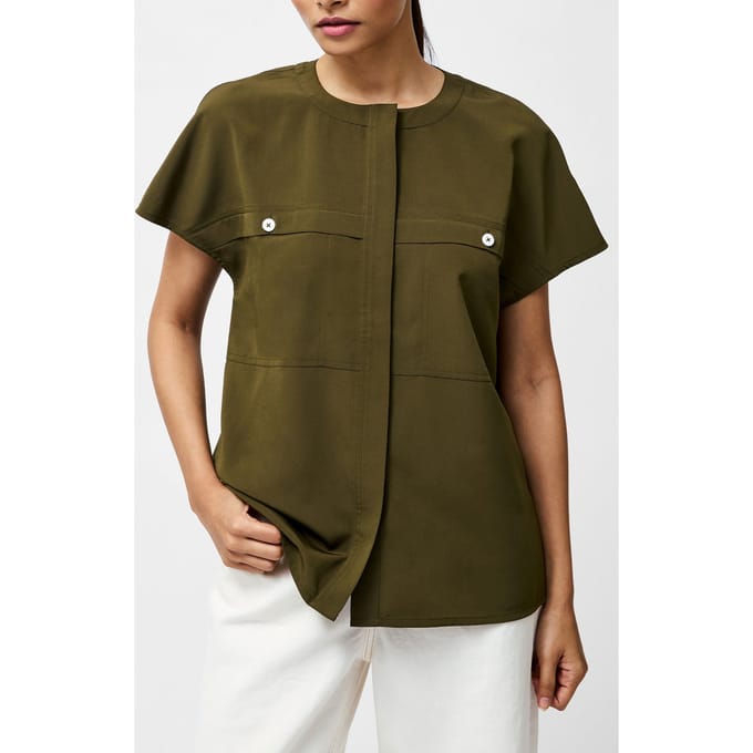French Connection Capriana Crepe Cap Sleeve Top Khaki Taglia: 8 | Magliette intime Outlet | Donna | Marrone