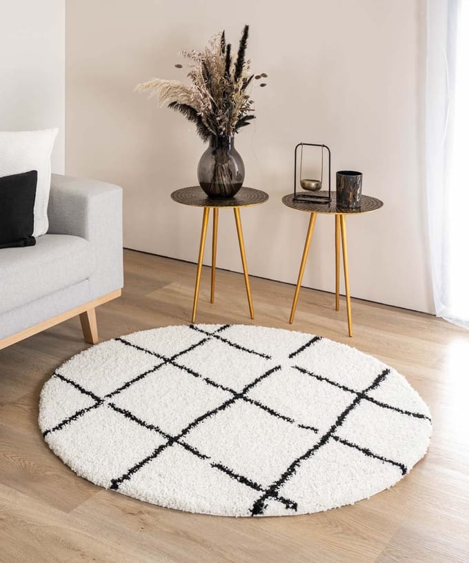 Rond berber vloerkleed - Artisan wit/zwart 280