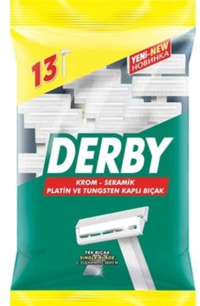 2xDerby Wegwerp Scheermesjes met Enkel Mesje – 13 Stuks
