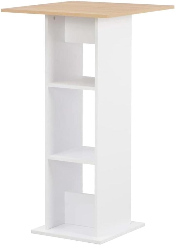 Bartafel set - Hoge tafel - Gezellig borrelen - Compact design - 60 x 60 cm - Wit eiken