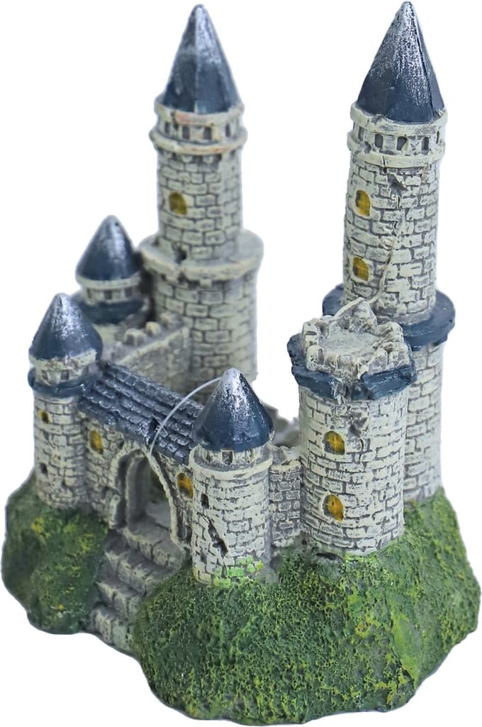 De Boon Kasteel ornament blauw/wit | aquarium decoratie 12 x 14 cm
