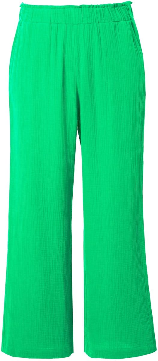 Studio Untold - Dames - Broek wijde pijpen mousseline elastische tailleband - Smaragdgroen - Maat 52