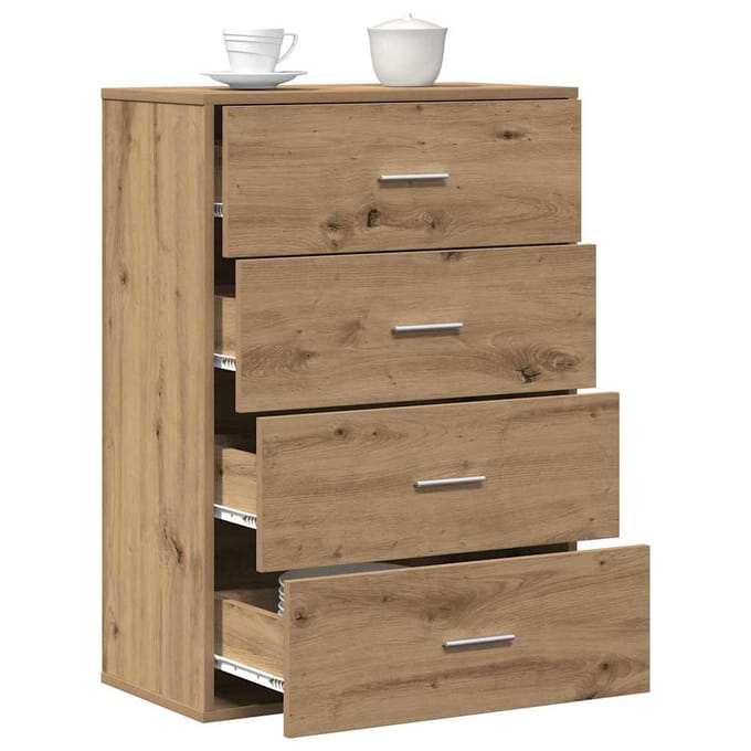 vidaXL - Dressoir - Artisan - Eiken - 60 - x - 31 - x - 84 - cm - Bewerkt - hout