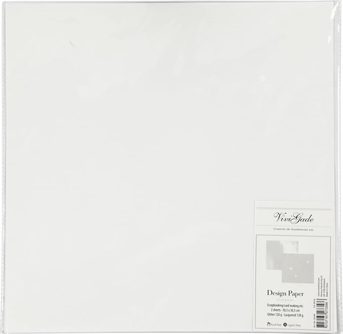 Design papier, vel 30,5x30,5 cm, 120+128 gr, wit, 2 vel/ 1 doos