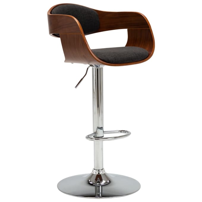 vidaXL - Barkruk - gebogen - hout - en - stof - grijs