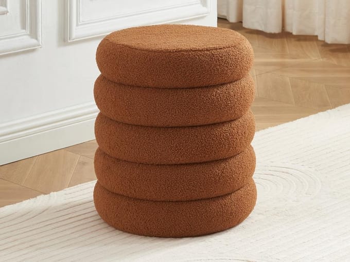 Vente-unique Poef in terracotta bouclé ECAMBI