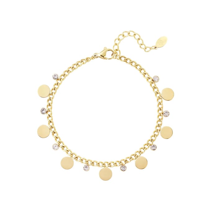 Armband circels met strass - Yehwang - Armband - 16 + 3 cm - Goud